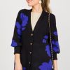 Sugar Lips Cardigans & Sweaters | Floral Button Sweater, Black Cobalt