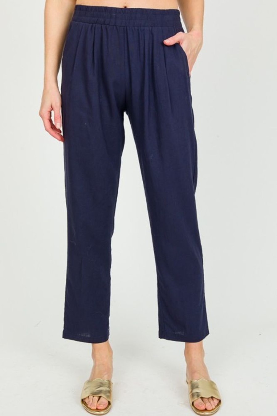 Fun 2 Fun Pants & Leggings | Nolan Linen Pants, Navy