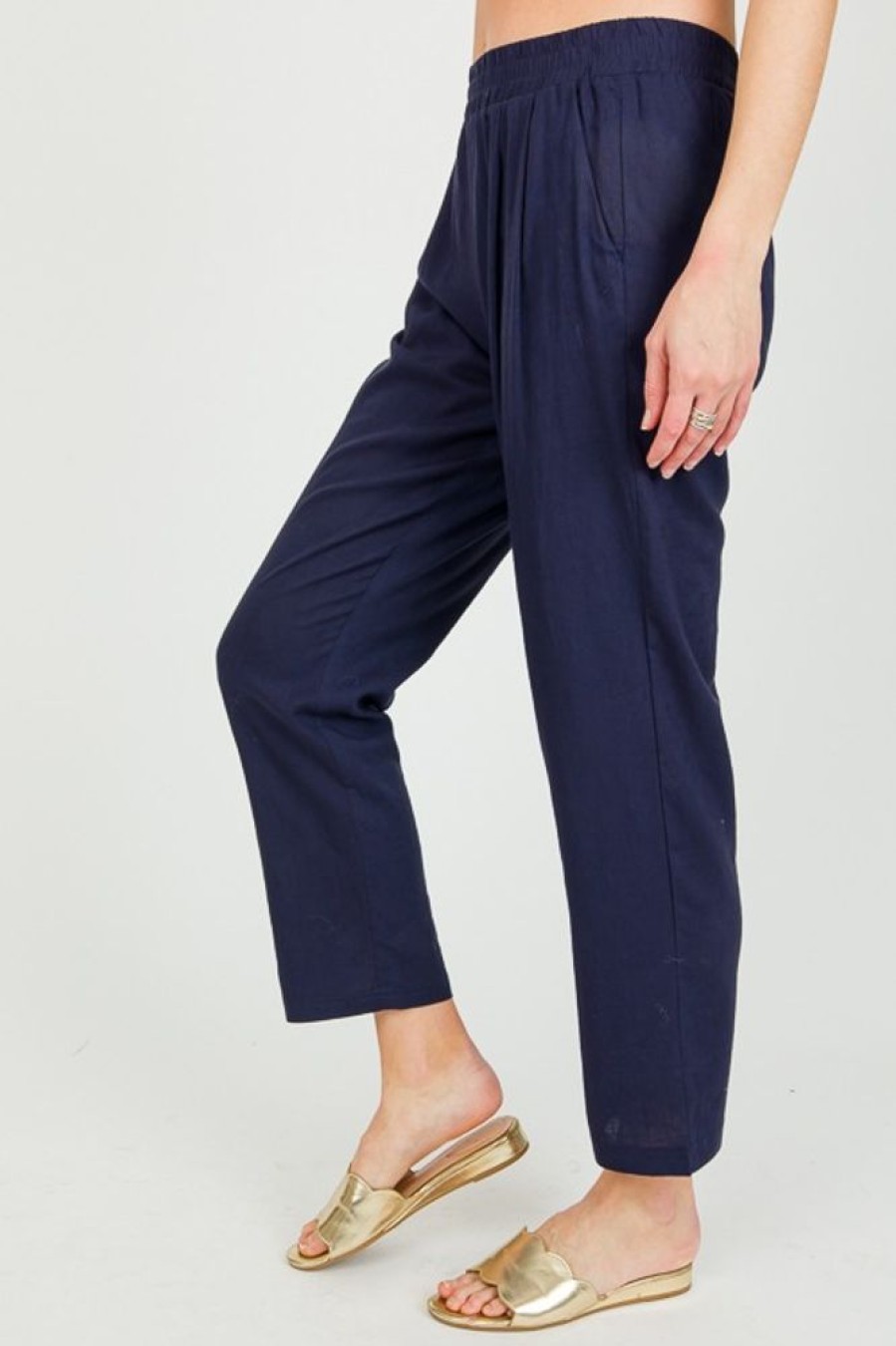 Fun 2 Fun Pants & Leggings | Nolan Linen Pants, Navy