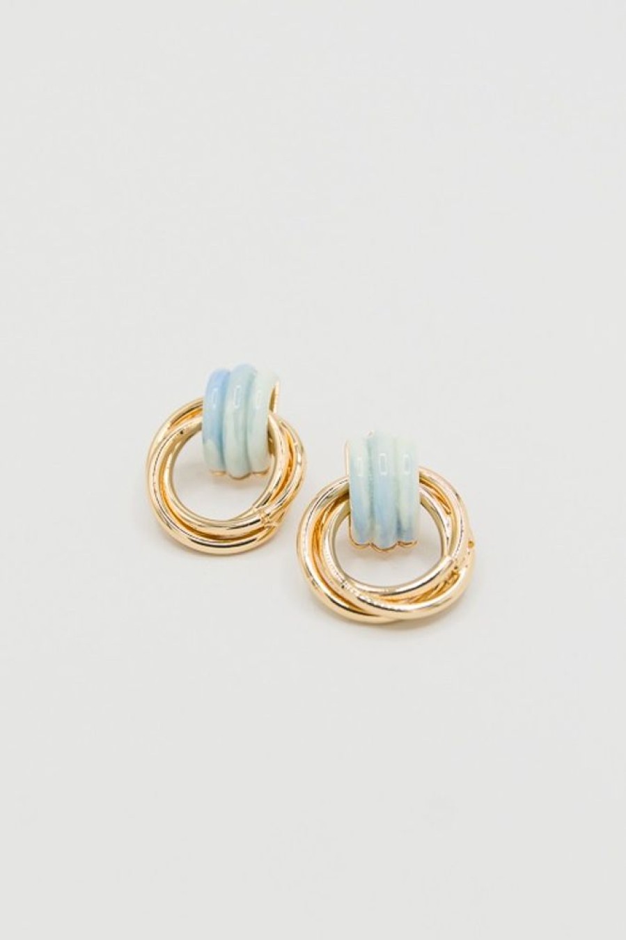 Golden Stella Jewelry | Triple Knotted Earrings, Blue