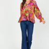 Oddi 3/4 & Long Sleeve | Floral Babydoll Blouse, Ash Brown