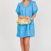 Entro Dresses W/ Sleeves | Pleat Detail Dress, Cobalt Blue