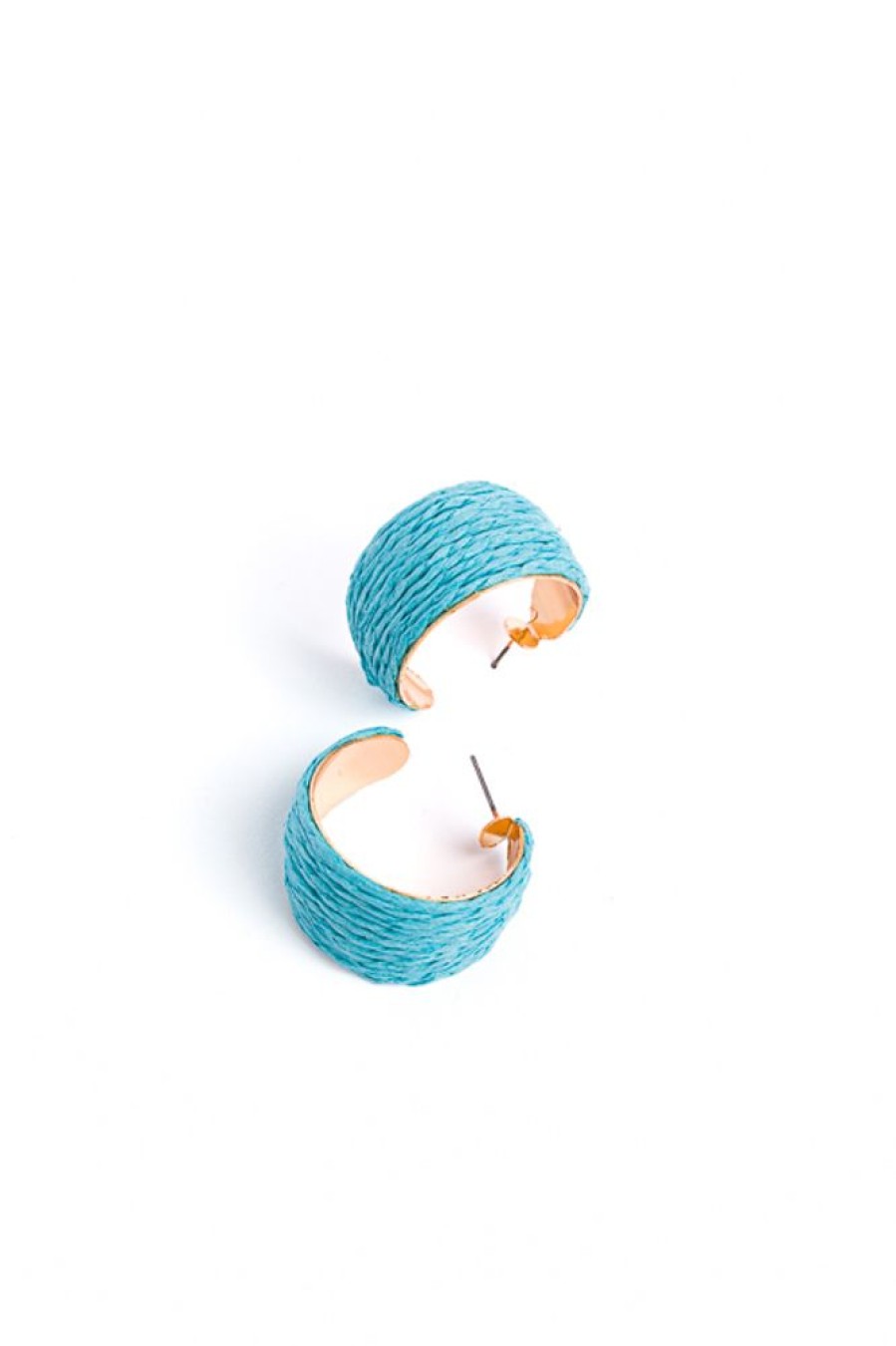 Golden Stella Jewelry | Raffia Hoops, Turquoise