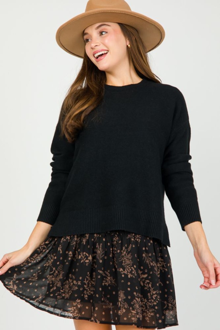 Pinch 3/4 & Long Sleeve | Gwyneth Sweater, Black