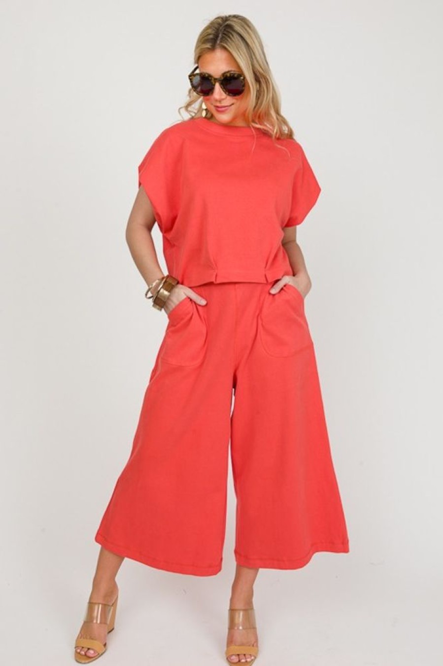 The Greii Pants & Leggings | Hot Coral Set