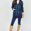 Fore Collection 3/4 & Long Sleeve | Plaid Button Cardi, Navy/Green