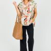 KARLIE Short Sleeve & Sleeveless | Karlie Floral Button Up, Brown