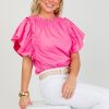 Oddi Short Sleeve & Sleeveless | Tracy Poplin Top, Pink