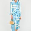 Entro Maxi & Midi | Satin Stripe Wrap Midi, Blue