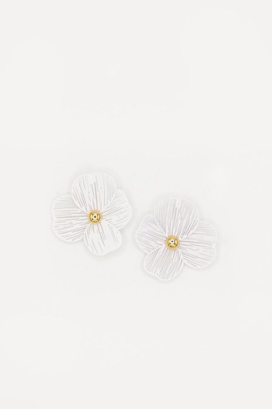 Golden Stella Jewelry | Brass Filigree Earrings, White