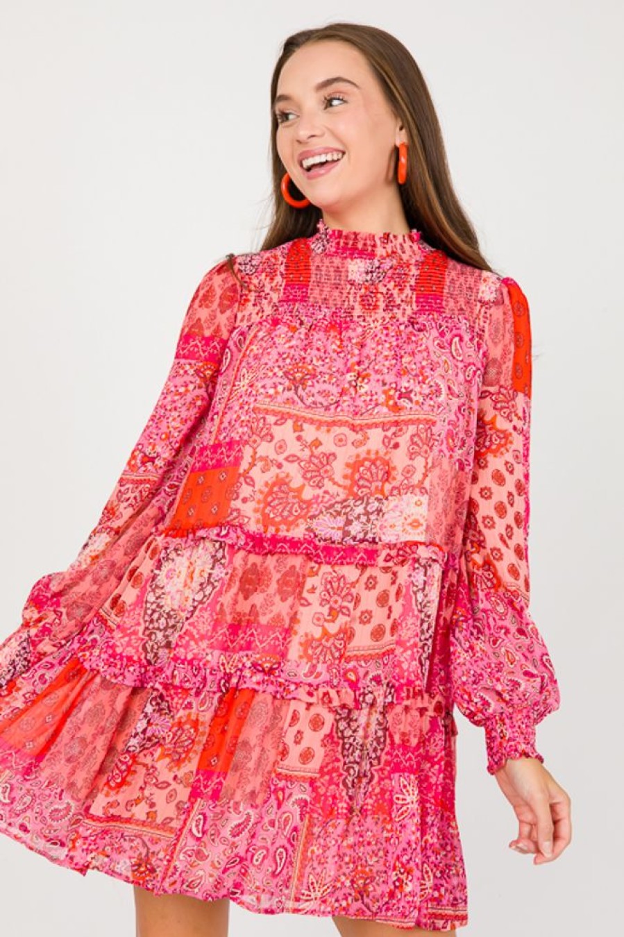 Fate by lfd Dresses W/ Sleeves | Paisley Patchwork Dress, Pink