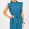 Olivaceous Sleeveless | Blair Belted Dress, Blue