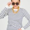 Staccato 3/4 & Long Sleeve | Landon Stripe Sweater, Ivory/Navy