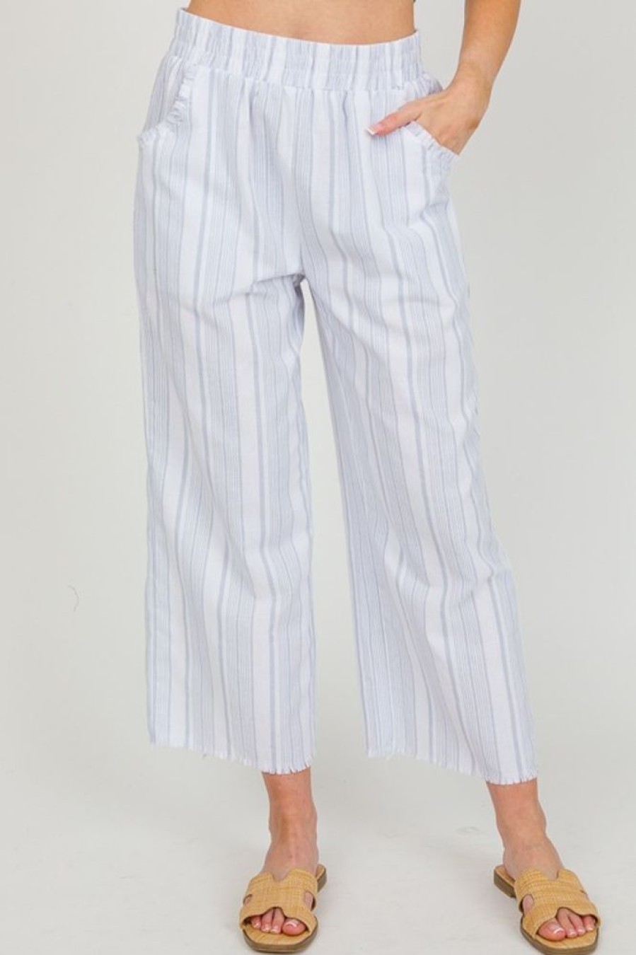 Umgee Pants & Leggings | Beachy Stripe Pants, Lt. Blue