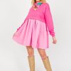 Ces Femme Dresses W/ Sleeves | Contrast Dress, Pink