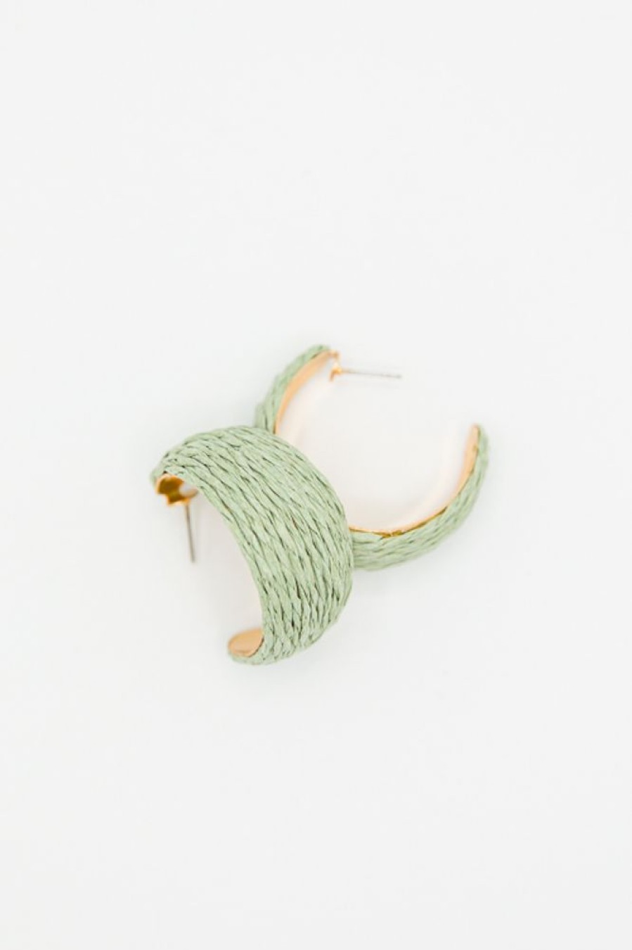 Golden Stella Jewelry | Raffia Hoops, Sage