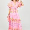 Entro Maxi & Midi | Border Print Floral Maxi, Bubblegum