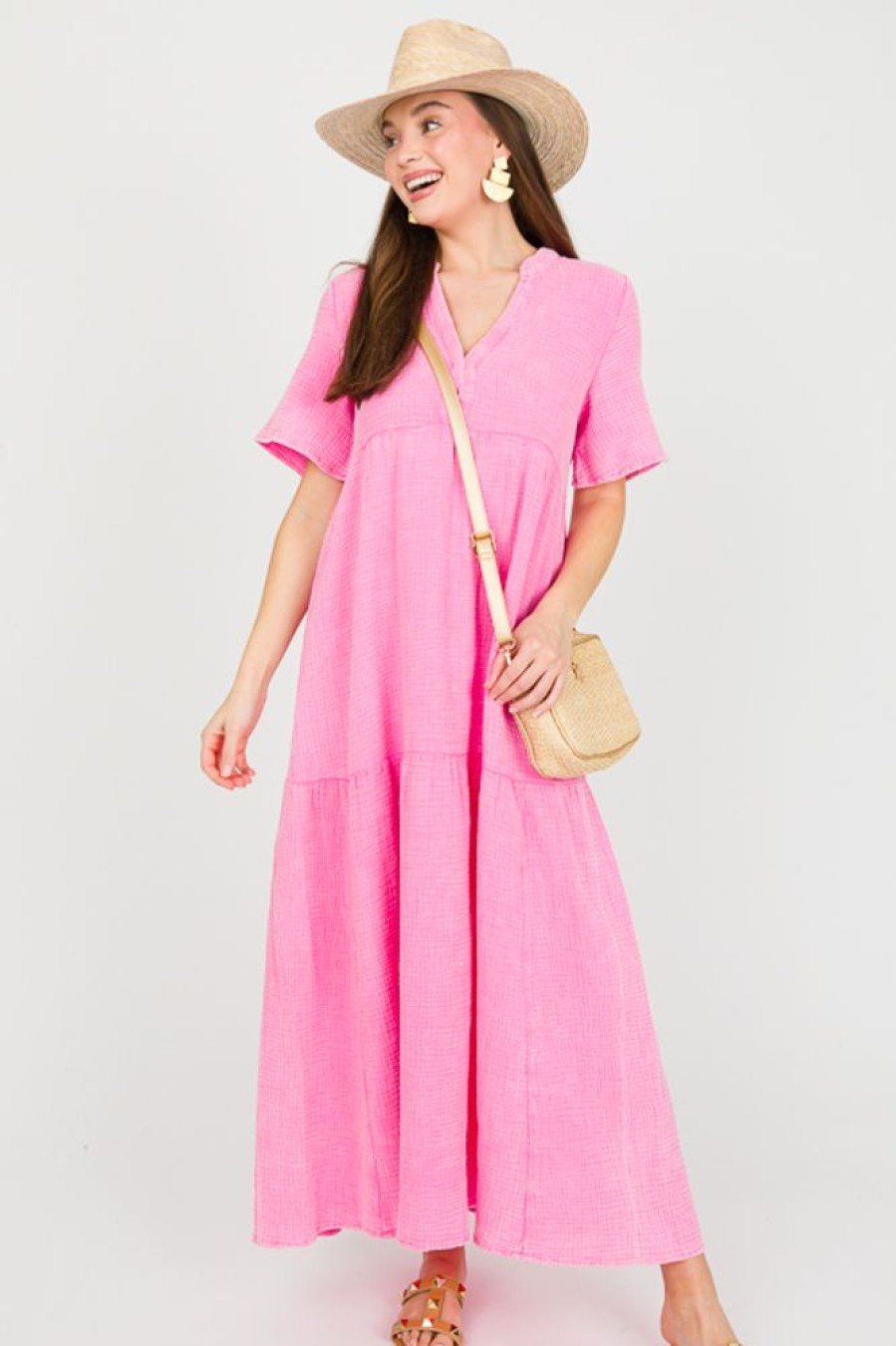 Eesome Maxi & Midi | Mineral Wash Gauze Maxi, Bubble Pink