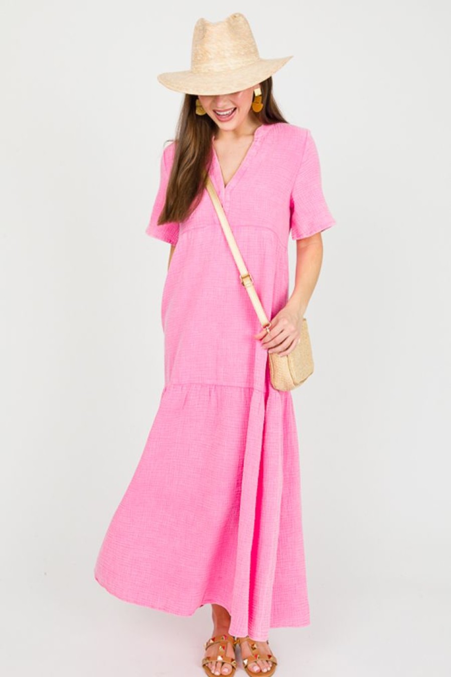 Eesome Maxi & Midi | Mineral Wash Gauze Maxi, Bubble Pink