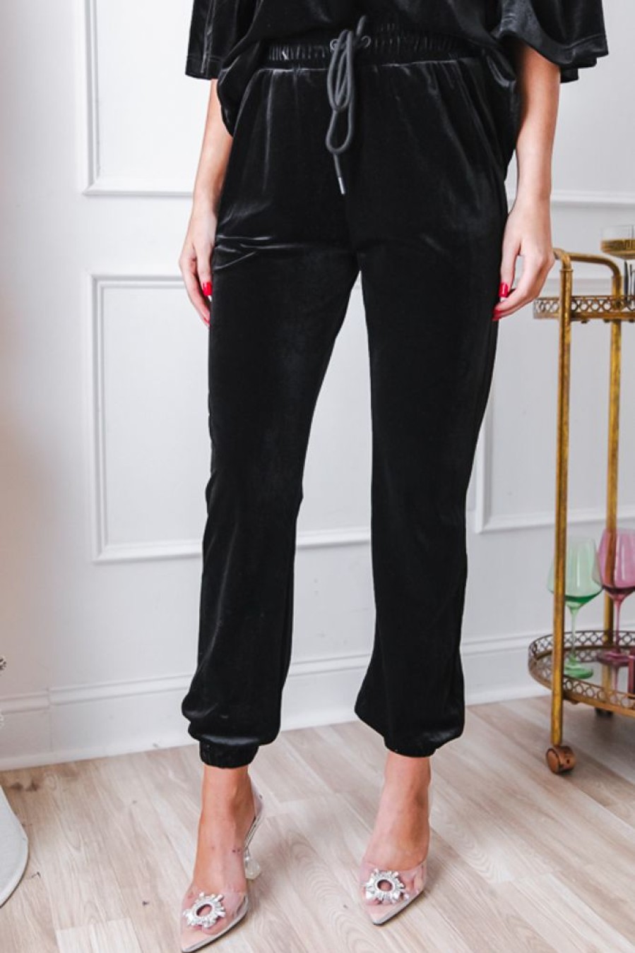 See and Be Seen Pants & Leggings | Viva La Velvet Joggers, Black