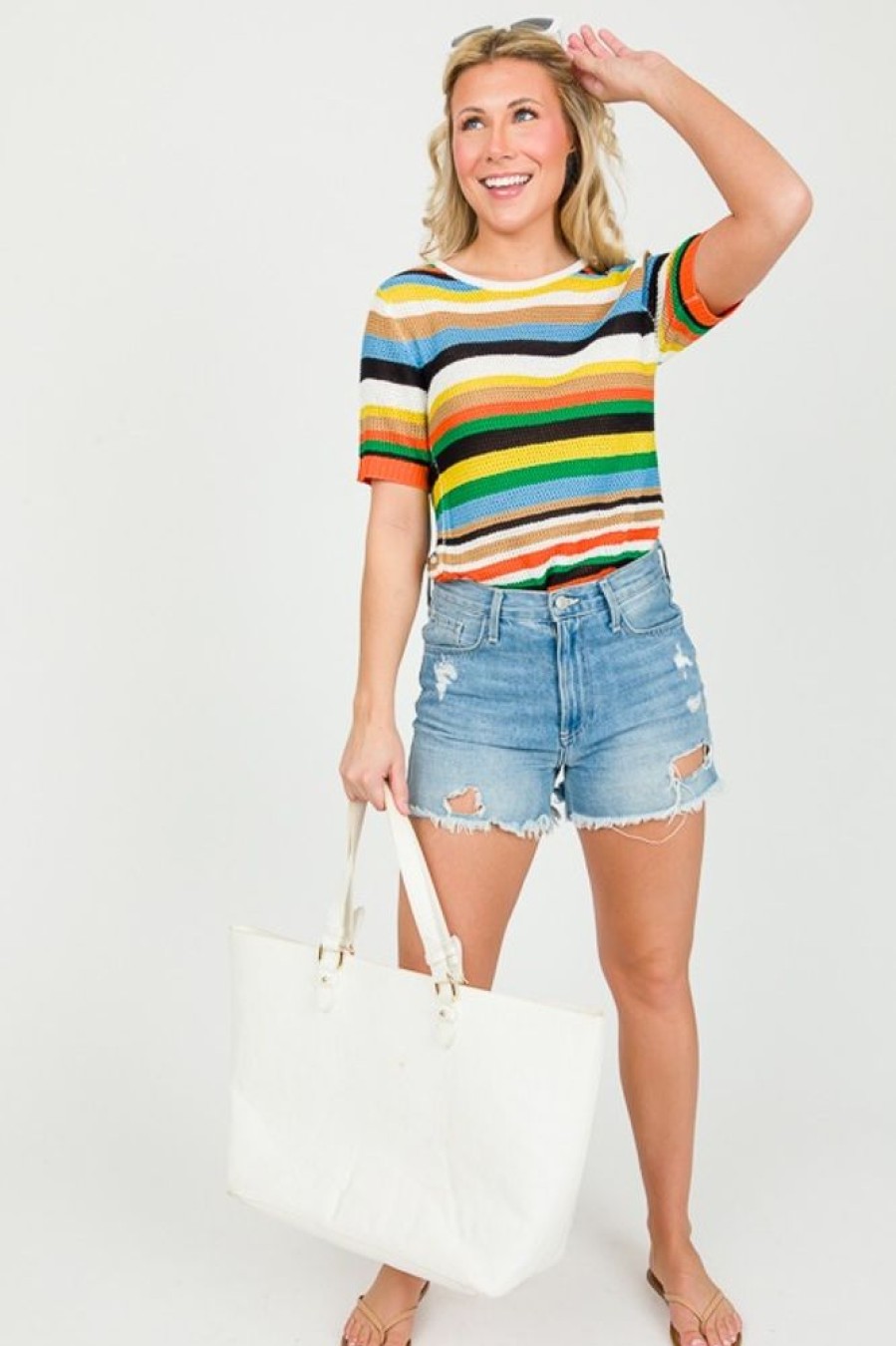 Strut and Bolt Short Sleeve & Sleeveless | Jackie Multi Stripe Top