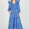 Sugar Lips Maxi & Midi | Lulu Floral Smock Maxi, Lt. Blue