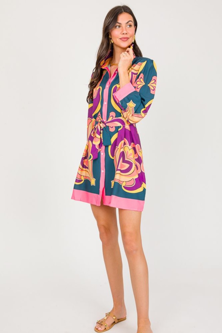 Sundayup Dresses W/ Sleeves | Jasmine Shirt Dress, Pink