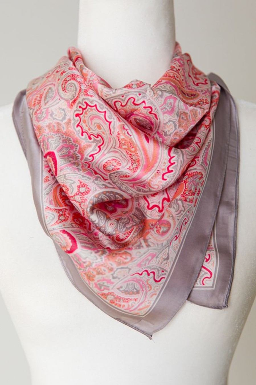 Golden Stella Scarves & Belts | Fun In Paisley Scarf, Gray/Pink