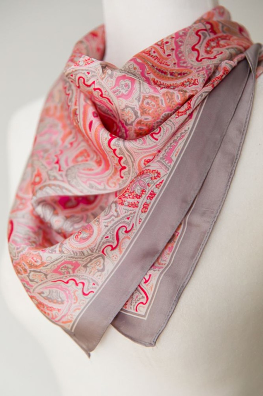 Golden Stella Scarves & Belts | Fun In Paisley Scarf, Gray/Pink