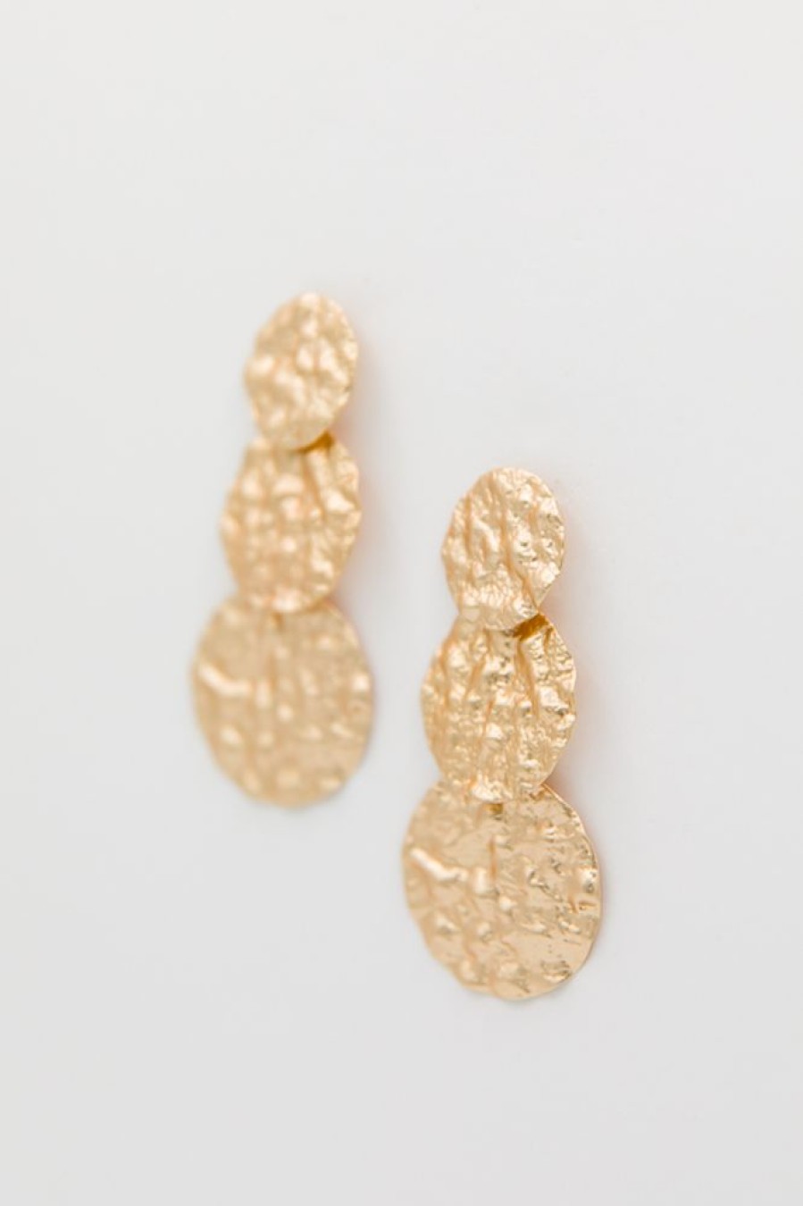 Golden Stella Jewelry | Hammered Round Drop, Gold