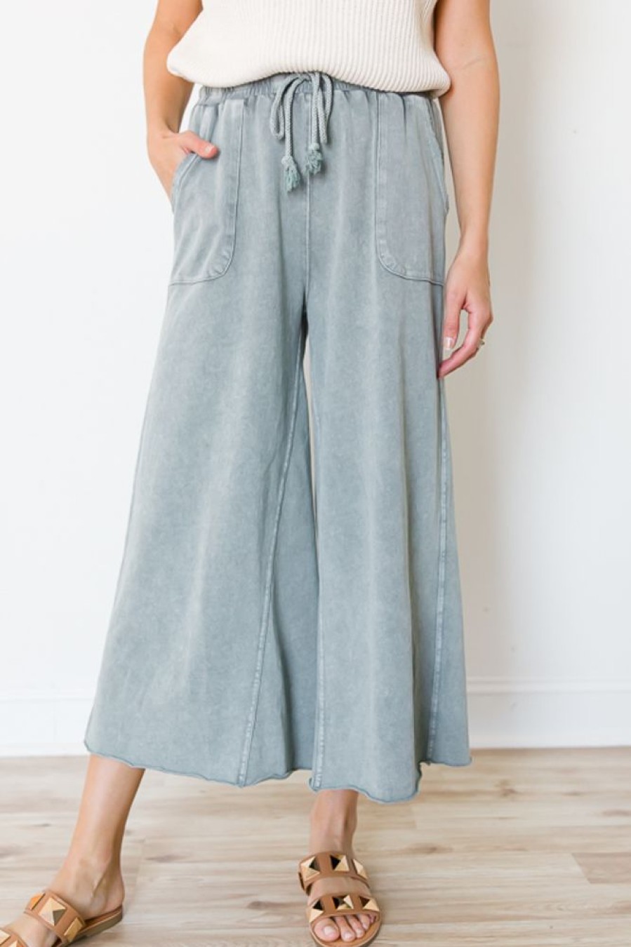 Easel Pants & Leggings | Terry Knit Pants, Faded Teal