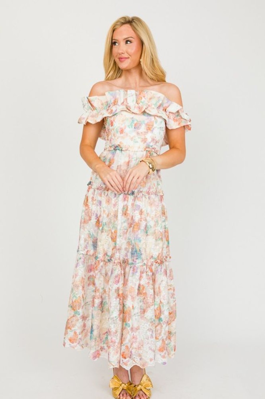 Fate by lfd Dresses W/ Sleeves | Wonderland Maxi, Cream Multi