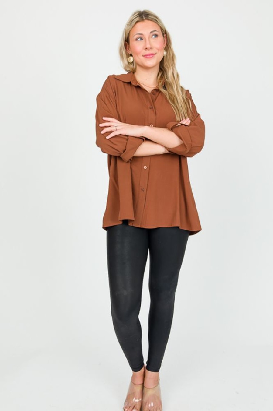 Must Have 3/4 & Long Sleeve | Gotta Have It Button Down, Mocha