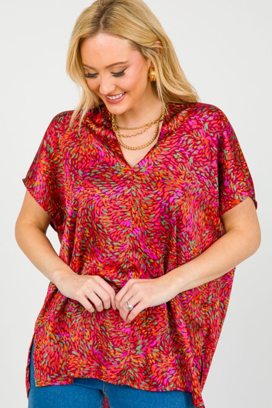 Adrienne Short Sleeve & Sleeveless | Willow Blouse, Wine Burst