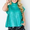 She + Sky Short Sleeve & Sleeveless | Metallic Sweater Vest, Emerald