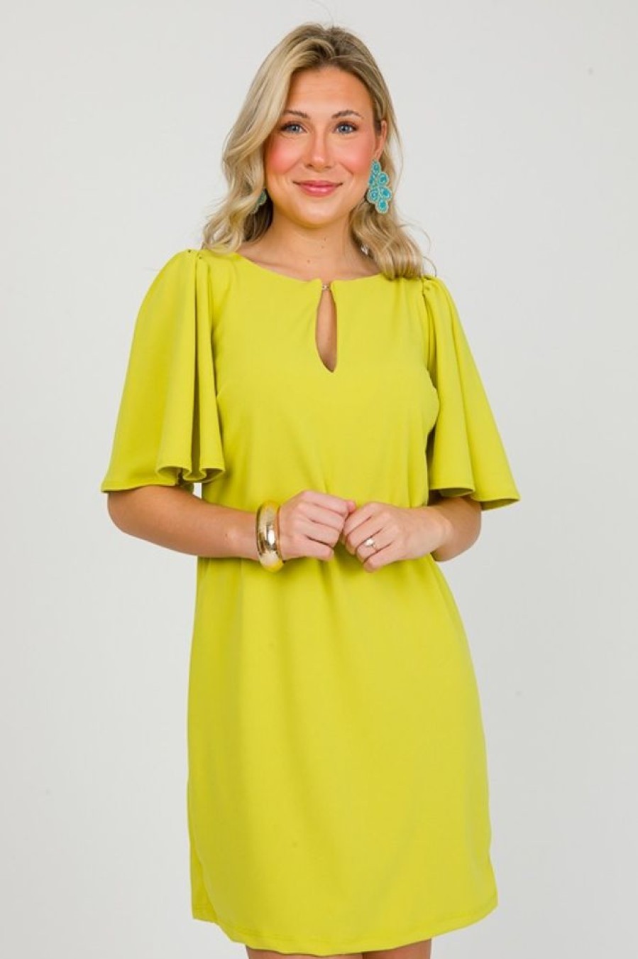 Ces Femme Dresses W/ Sleeves | Flutter Sleeve Shift, Kiwi