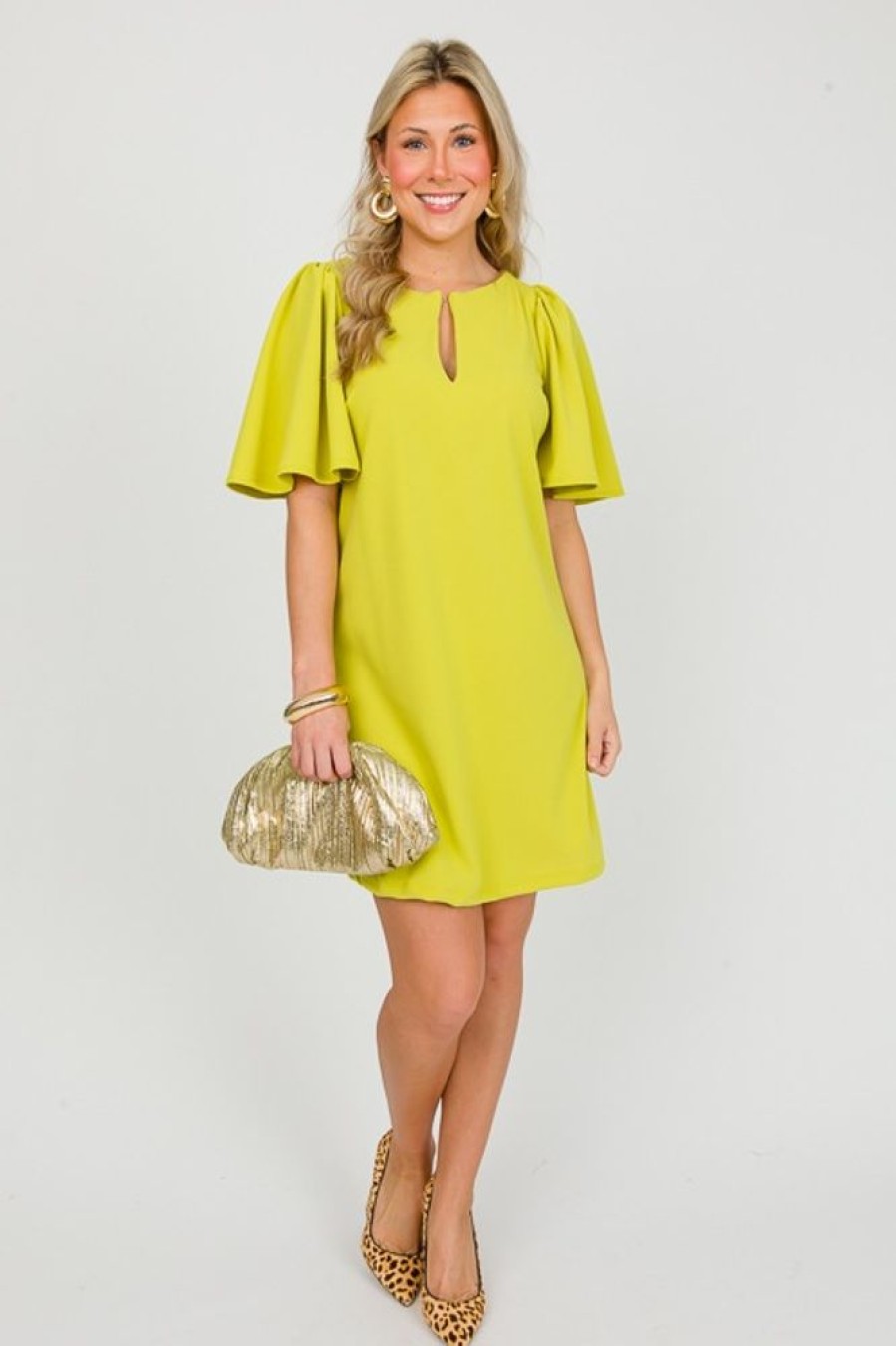 Ces Femme Dresses W/ Sleeves | Flutter Sleeve Shift, Kiwi