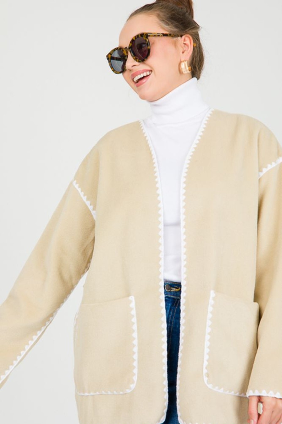 Blu Pepper 3/4 & Long Sleeve | Rachel Belted Cardigan, Camel