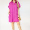 Entro Dresses W/ Sleeves | Cuffed Corded Shirt Dress, Orchid