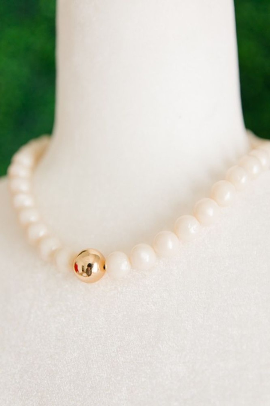 Golden Stella Jewelry | Accent Beaded Necklace, White