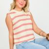 La Mel Short Sleeve & Sleeveless | Shelley Stripe Sweater, Strawberry