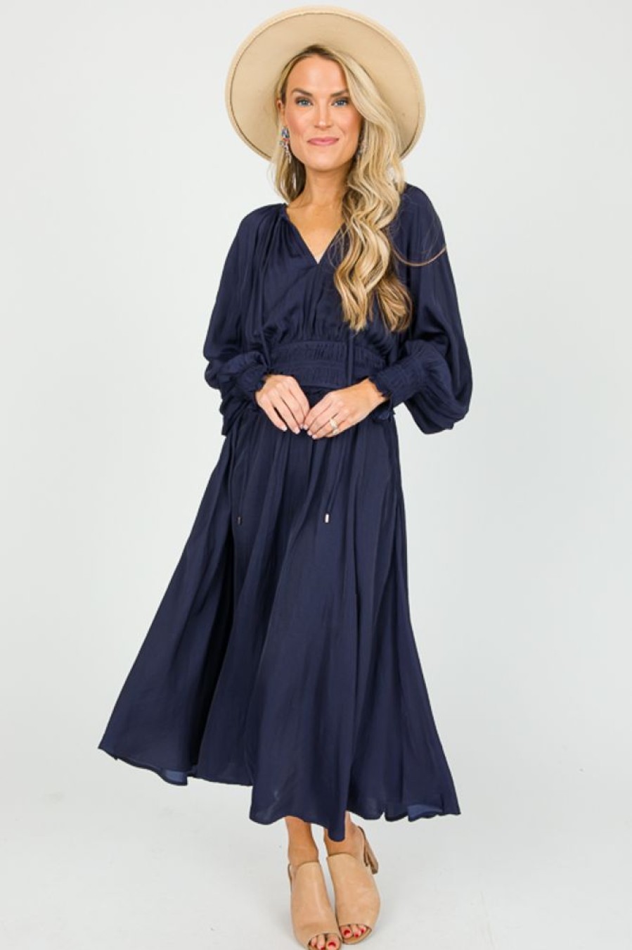 Pinch Maxi & Midi | Sonoma Satin Midi, Navy