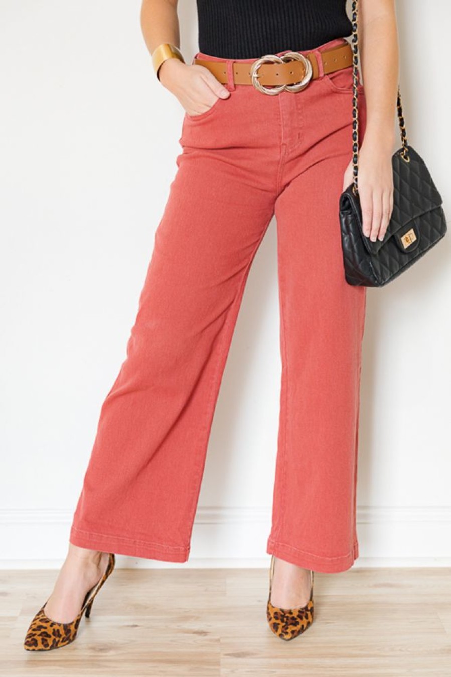 Entro Jeans | Winnie Wide Leg Jeans, Rust