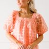 She + Sky Short Sleeve & Sleeveless | Organza Checks Top, Apricot