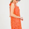 Just Me Sleeveless | Tie Strap Lace Dress, Salmon