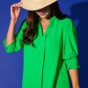 Umgee 3/4 & Long Sleeve | Angelina Blouse, Apple Green