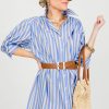 Gigio Dresses W/ Sleeves | Pinstripe Puff Shirt Dress, Blue