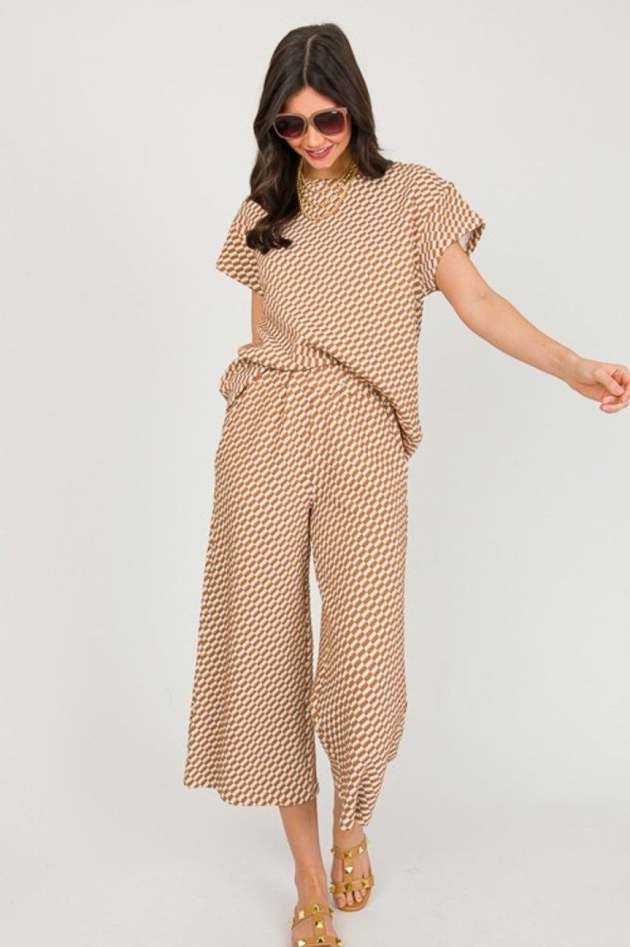 See and Be Seen Pants & Leggings | Textured Checks Pants, Tan