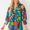 KARLIE Dresses W/ Sleeves | Preppy Poplin Floral Dress, Green