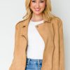 Fun 2 Fun Jackets / Coats / Vests / Blazers | Lana Suede Moto Jacket, Camel